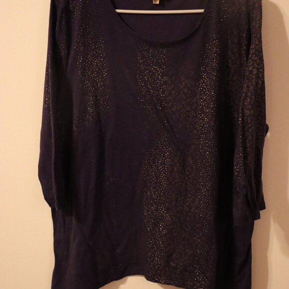 Lavish Purple with gold textured marks and dots, 3/4 sleeve dress shirt, 1XL - Picture 5 of 8